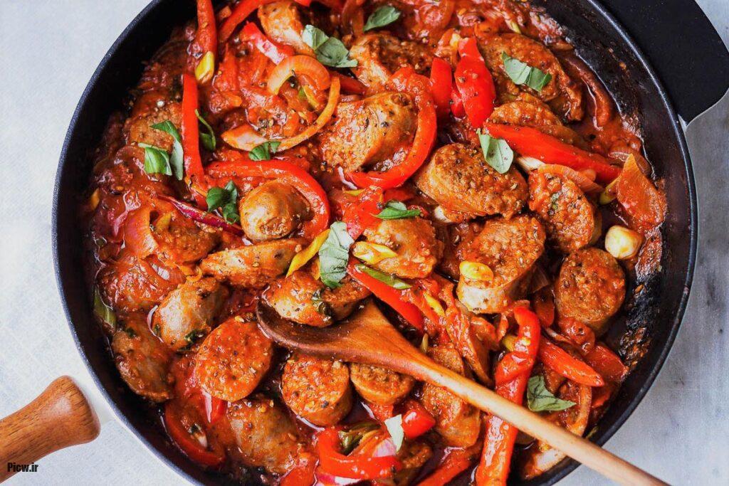 خوراک سوسیس بندری خانگی