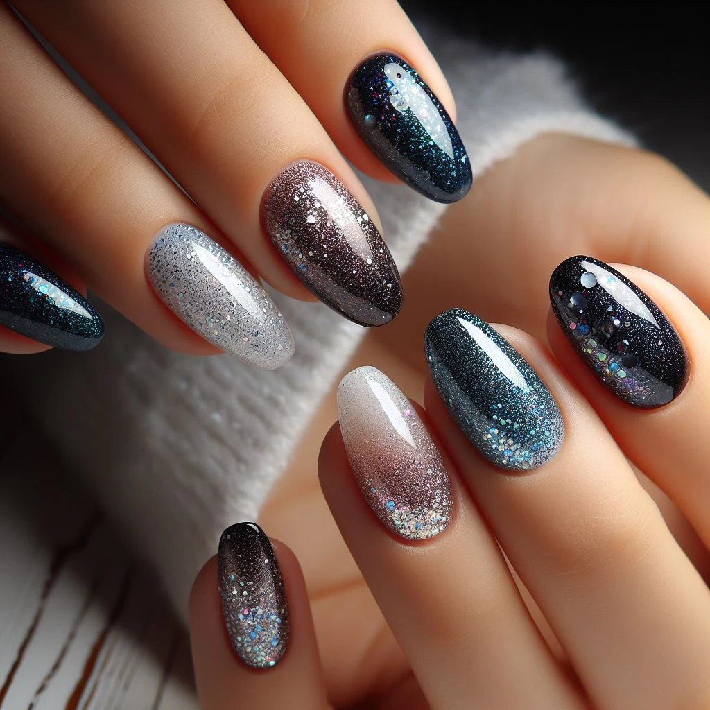 لاک گلیتری براق با آمبره رنگ سال