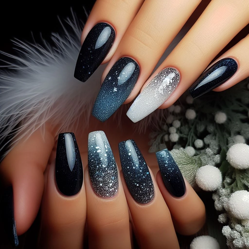 لاک گلیتری با آمبره رنگ سال