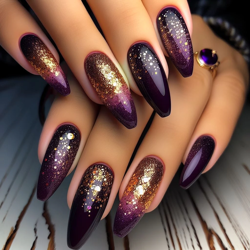 لاک گلیتری با آمبره رنگ سال