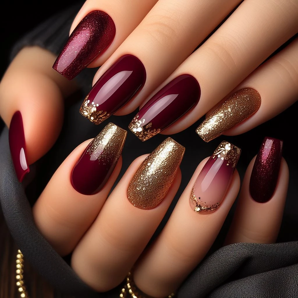 لاک گلیتری با آمبره رنگ سال