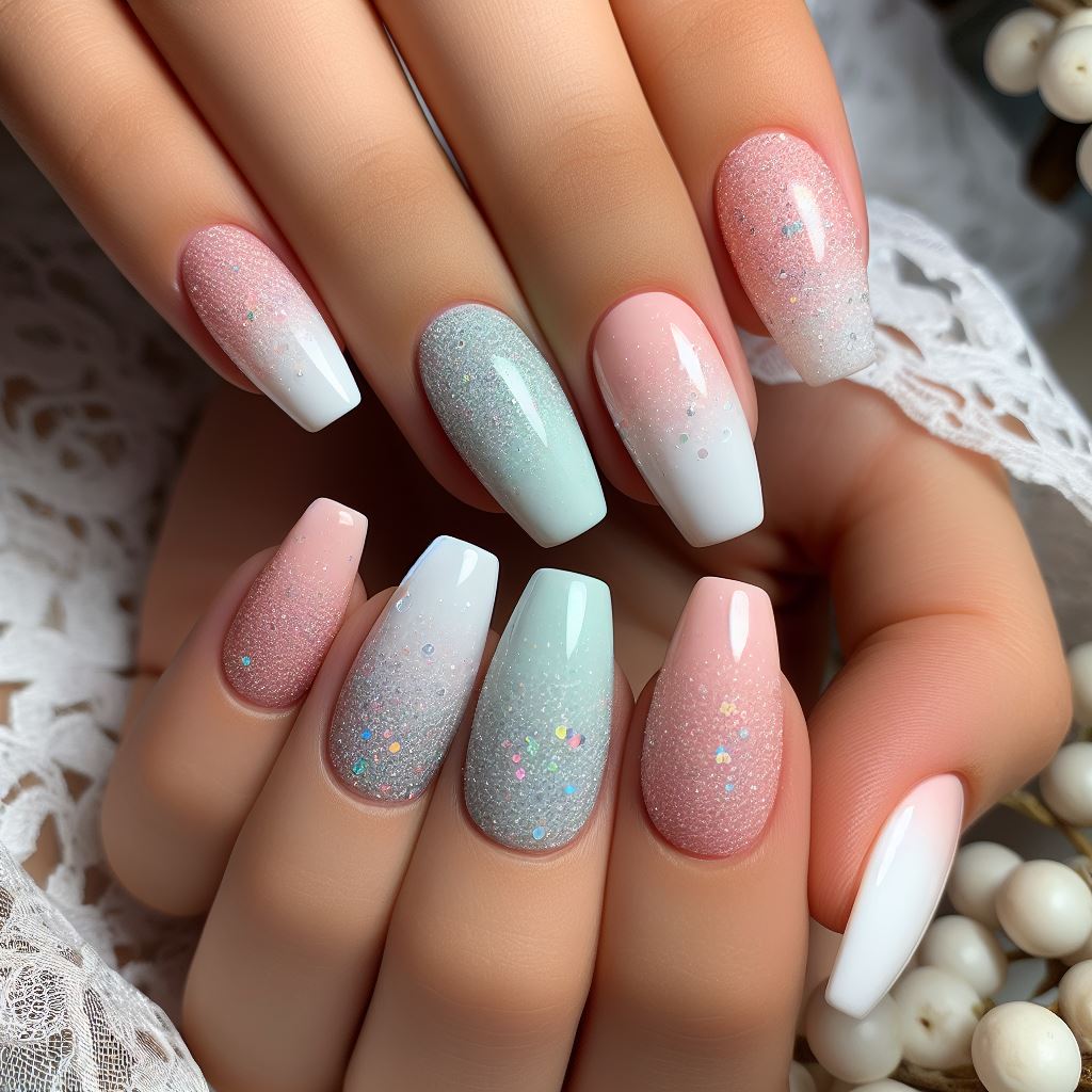 لاک گلیتری با آمبره رنگ سال