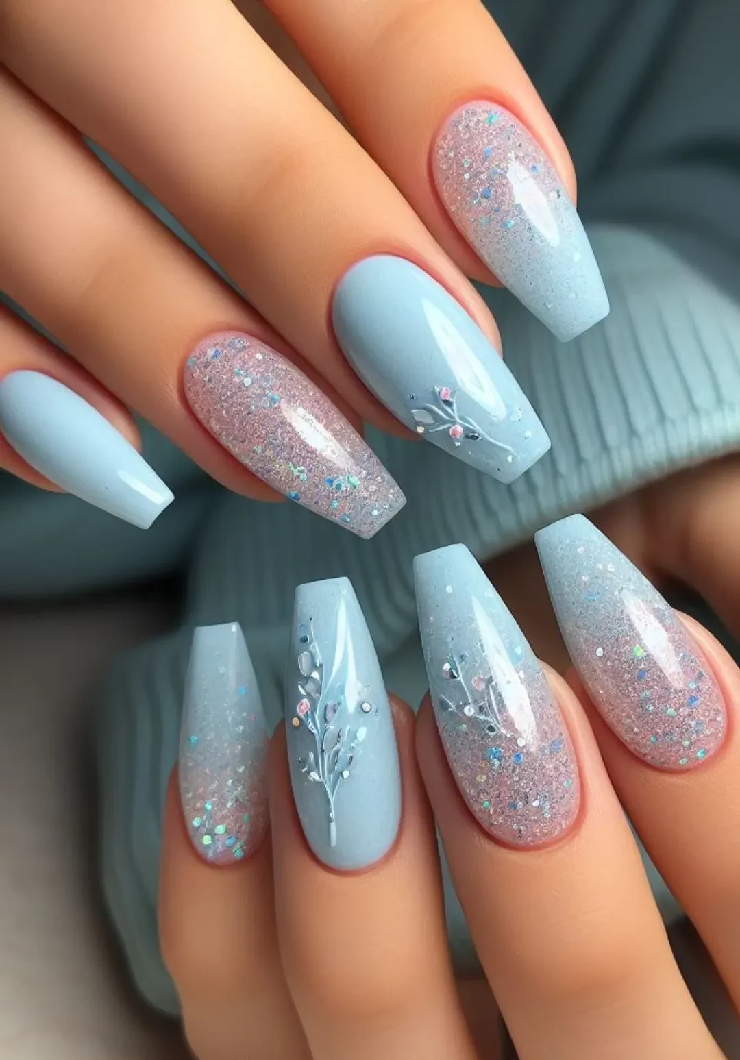 لاک گلیتری با آمبره رنگ سال