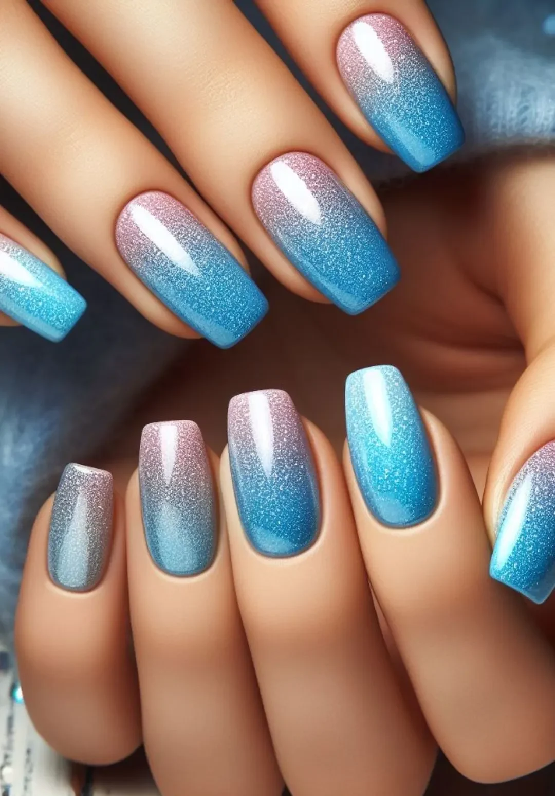 لاک گلیتری با آمبره رنگ سال