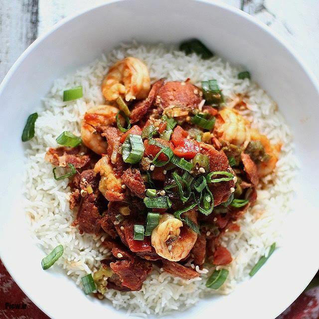 خوراک میگو با برنج