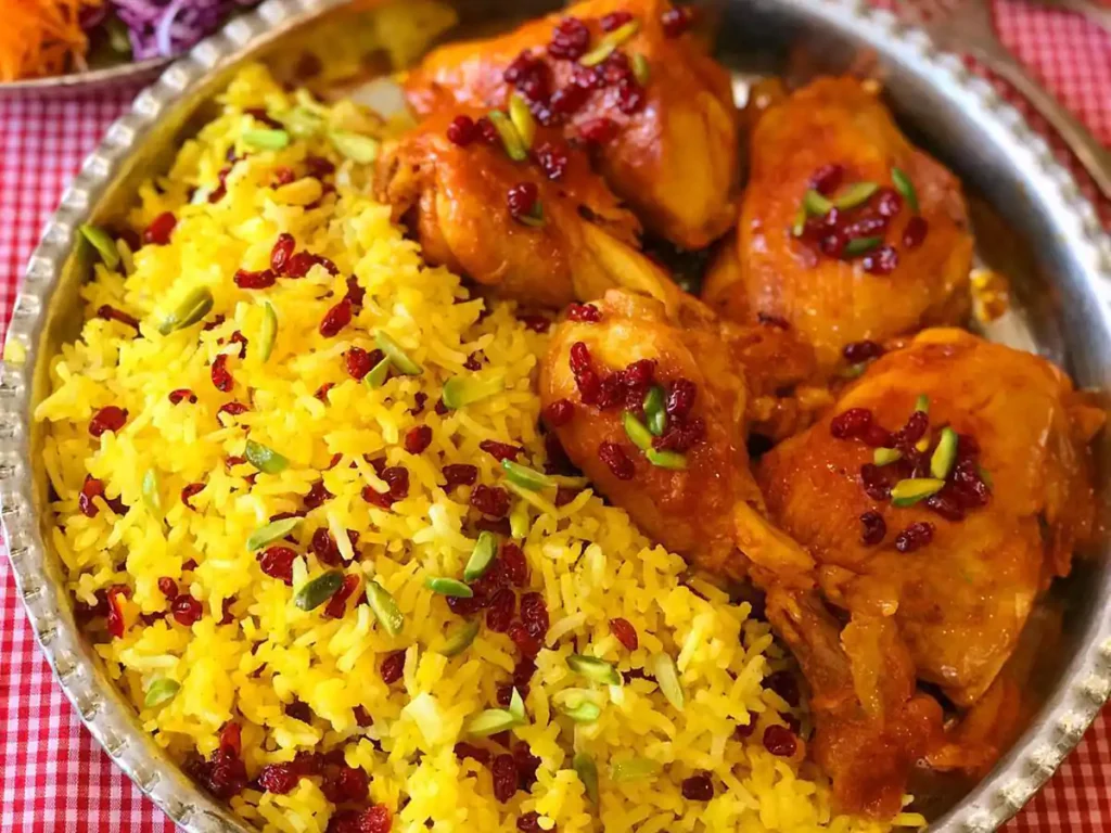 زرشک‌پلو با مرغ