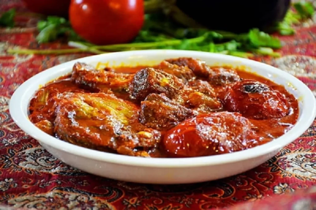 خوراک مرغ و بادمجان